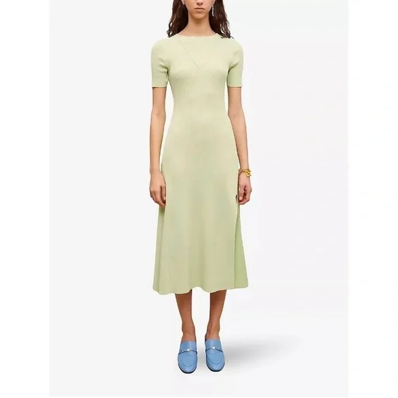 Maje | Dresses | New Maje Ruched Laceup Ribbed Stretchknitted Midi Dress  Size 34 | Poshmark